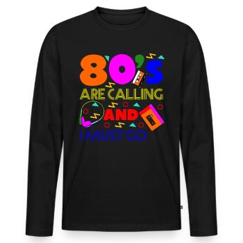 Années 80 1980 Party Disco Vintage Années 80 - T-shirt manches longues Premium bio Homme - noir - Devant - Nico (187cm)