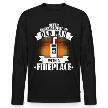 Fireplace Stove Woodburning stove Firewood - Men's Premium Organic Long Sleeve Shirt - black - Front - Nico (187cm)