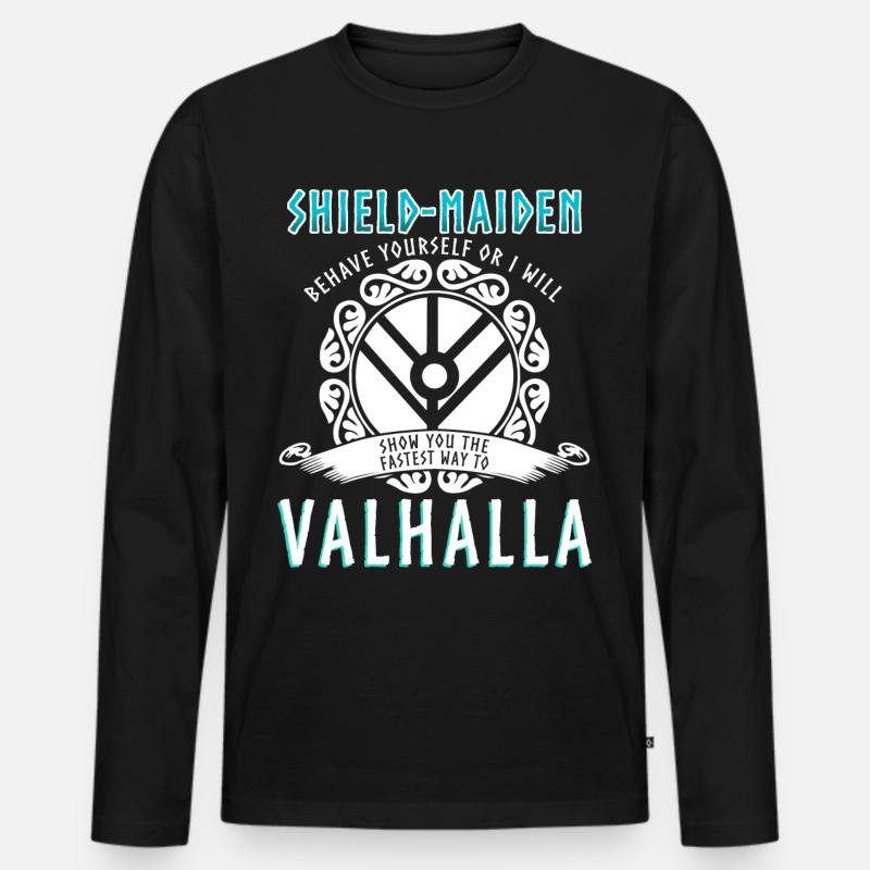 Schildmaid Spruch Wikinger - Männer Premium Bio Langarmshirt - Schwarz