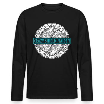 Schildmaid Nordische Mythologie Wikinger - Männer Premium Bio Langarmshirt - Schwarz - Vorne - Nico (187cm)
