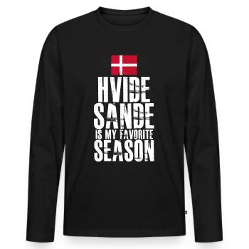 Hvide Sande Flagge Dänemark - Männer Premium Bio Langarmshirt - Schwarz - Vorne - Nico (187cm)