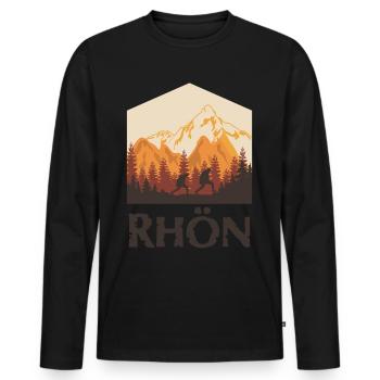 Rhön Wandern und Rhöner Berge - Männer Premium Bio Langarmshirt - Schwarz - Vorne - Nico (187cm)