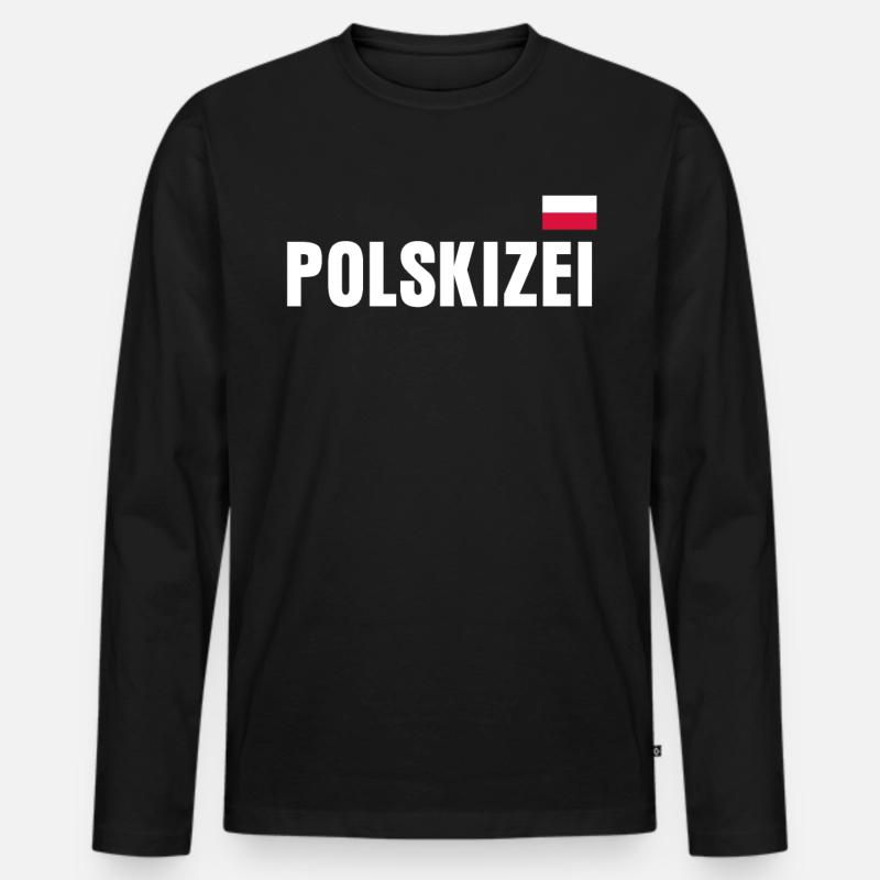 Polen Spruch Witz Polnisch - Männer Premium Bio Langarmshirt - Schwarz