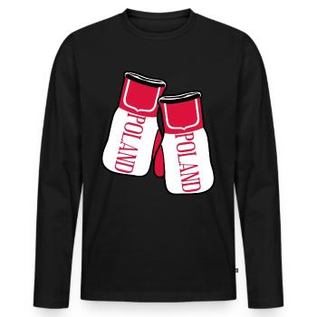 Drapeau polonais Gants de boxe Pologne - T-shirt manches longues Premium bio Homme - noir - Devant - Nico (187cm)