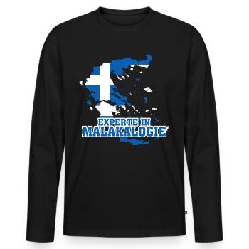 Malaka Grieche lustig Griechenland - Männer Premium Bio Langarmshirt - Schwarz - Vorne - Nico (187cm)