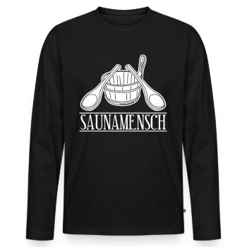 Sauna Saunamensch Saunisten Saunieren - Männer Premium Bio Langarmshirt - Schwarz - Vorne - Nico (187cm)