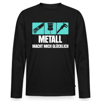 Opérateur de machine de découpe disant - T-shirt manches longues Premium bio Homme - noir - Devant - Nico (187cm)
