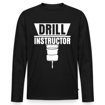 Chipper Drill Milling Cutter - Men's Premium Organic Long Sleeve Shirt - black - Front - Nico (187cm)
