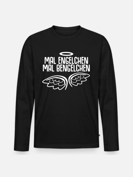 Engelchen Bengelchen Engel Bengel - Männer Premium Bio Langarmshirt - Schwarz