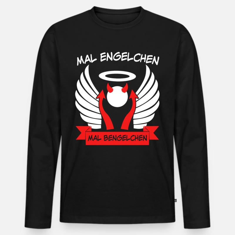 Engel Bengelchen Bengel Heiligenschein - Männer Premium Bio Langarmshirt - Schwarz