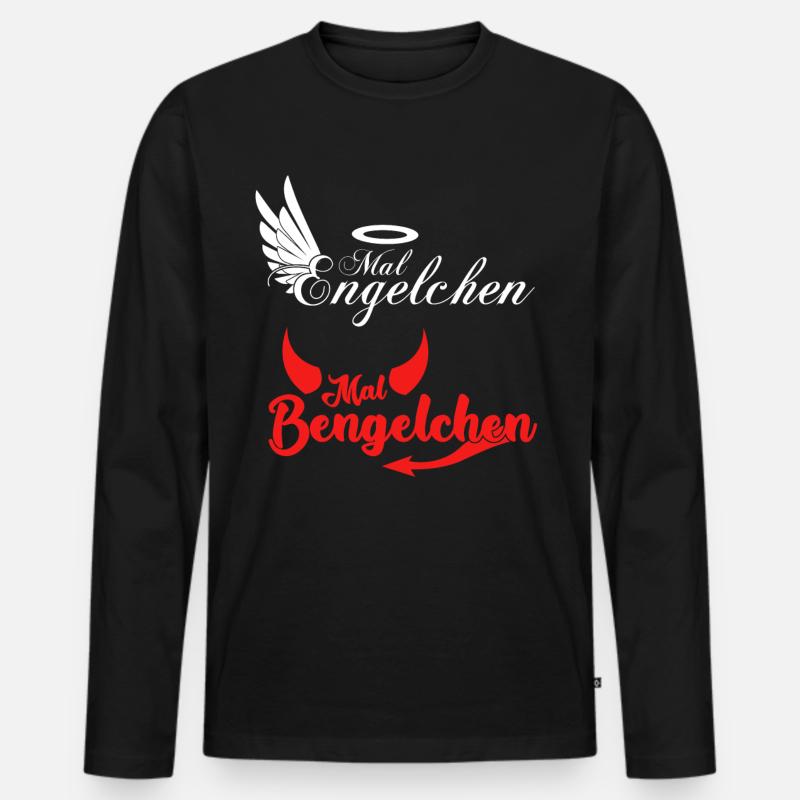 Engel Bengelchen Heiligenschein Bengel - Männer Premium Bio Langarmshirt - Schwarz