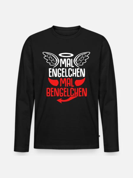 Engel Heiligenschein Bengelchen Bengel - Männer Premium Bio Langarmshirt - Schwarz