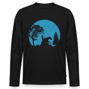 Reining Reiter Reiten Mond Westernreiten - Männer Premium Bio Langarmshirt - Schwarz - Vorne - Nico (187cm)