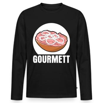 Mettbrötchen Gourmet Mettigel Mett - Männer Premium Bio Langarmshirt - Schwarz - Vorne - Nico (187cm)