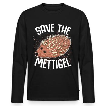 Mettigel Mettbrötchen Hackfleisch Mett - Männer Premium Bio Langarmshirt - Schwarz - Vorne - Nico (187cm)