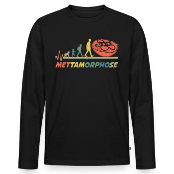 Mettbrötchen Hackfleisch Mett - Männer Premium Bio Langarmshirt - Schwarz - Vorne - Nico (187cm)