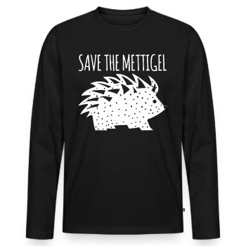 Mettigel Hackfleisch Mett Mettbrötchen - Männer Premium Bio Langarmshirt - Schwarz - Vorne - Nico (187cm)