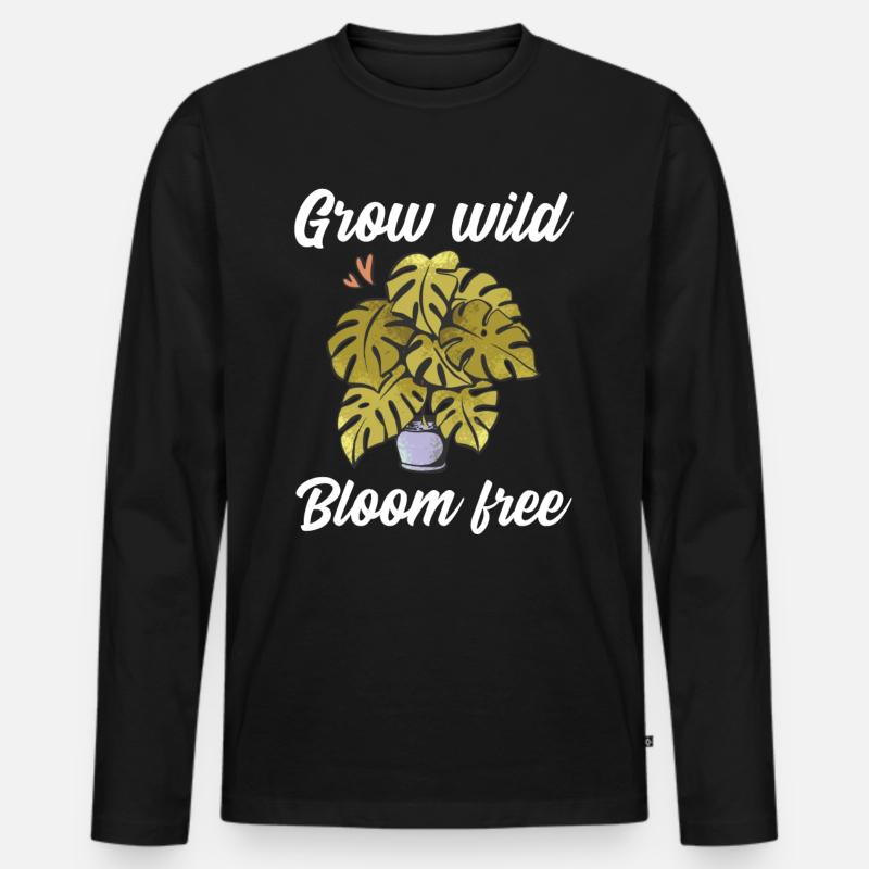 Grow wild bloom free - Männer Premium Bio Langarmshirt - Schwarz