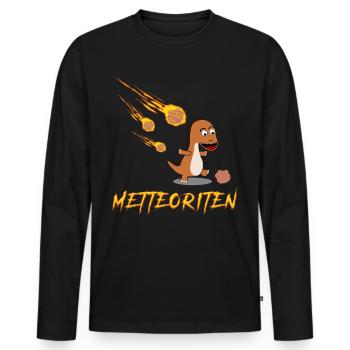 Mettbrötchen Hackfleisch Meteorit Mett - Männer Premium Bio Langarmshirt - Schwarz - Vorne - Nico (187cm)
