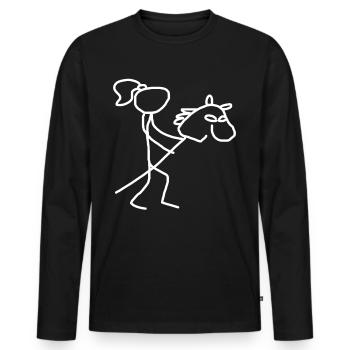 Hobby Horse Hobby Horsing - Männer Premium Bio Langarmshirt - Schwarz - Vorne - Nico (187cm)