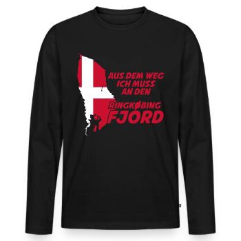 Ringkøbing Fjord Dänemark Flagge - Männer Premium Bio Langarmshirt - Schwarz - Vorne - Nico (187cm)