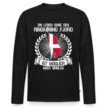 Urlaub in Dänemark am Ringkøbing - Männer Premium Bio Langarmshirt - Schwarz - Vorne - Nico (187cm)