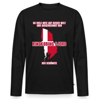 Ringkøbing Fjord in Dänemark - Männer Premium Bio Langarmshirt - Schwarz - Vorne - Nico (187cm)
