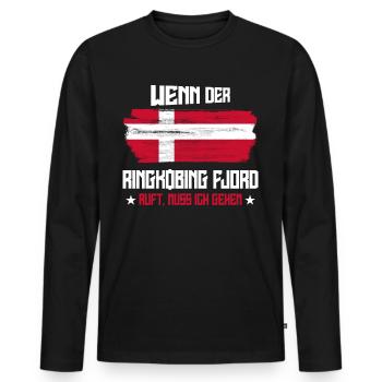 Ringkøbing Fjord ruft Dänemark - Männer Premium Bio Langarmshirt - Schwarz - Vorne - Nico (187cm)