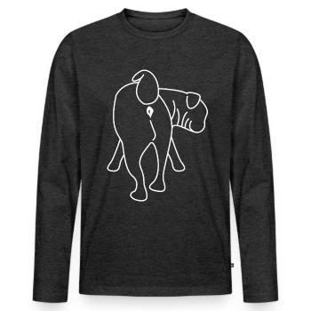 Carlin derrière les chiens - T-shirt manches longues Premium bio Homme - anthracite chiné - Devant - Nico (187cm)
