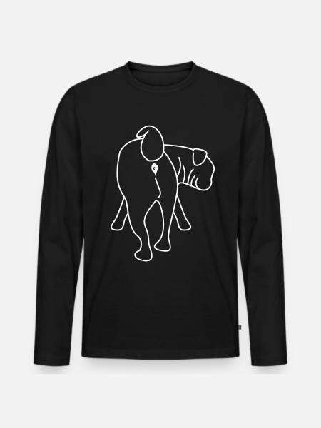 Mops von hinten Hunde - Männer Premium Bio Langarmshirt - Schwarz