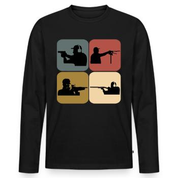 Sport shooter retro shooting club - Men's Premium Organic Long Sleeve Shirt - black - Front - Nico (187cm)