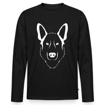 White Shepherd Dog Face Dogs - Men's Premium Organic Long Sleeve Shirt - black - Front - Nico (187cm)