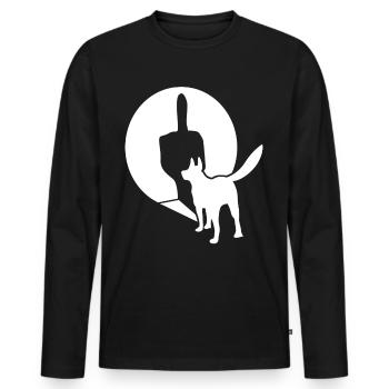 White Shepherd Middle Finger - Men's Premium Organic Long Sleeve Shirt - black - Front - Nico (187cm)