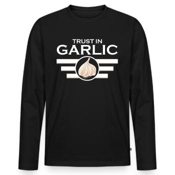 Trust in Garlic - Männer Premium Bio Langarmshirt - Schwarz - Vorne - Nico (187cm)