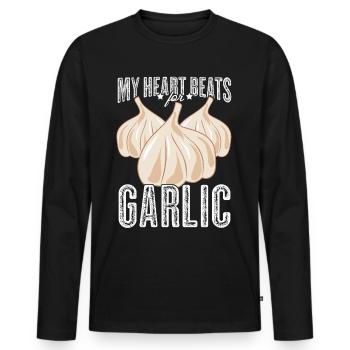 Knoblauch Kochen Knoblauchzehe - Männer Premium Bio Langarmshirt - Schwarz - Vorne - Nico (187cm)