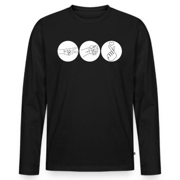 Kpop Doigt Musique pop coréenne K-Pop - T-shirt manches longues Premium bio Homme - noir - Devant - Nico (187cm)