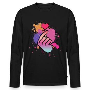 Kpop Finger Korean Popmusik Retro K-Pop - Männer Premium Bio Langarmshirt - Schwarz - Vorne - Nico (187cm)