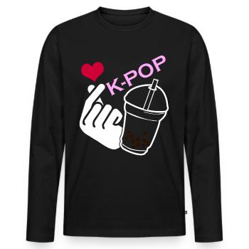 Kpop Bubble Tea Korean Popmusik K-Pop - Männer Premium Bio Langarmshirt - Schwarz - Vorne - Nico (187cm)