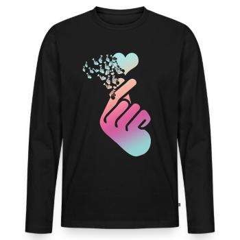 Kpop Heart Korean Popmusic K-Pop - Männer Premium Bio Langarmshirt - Schwarz - Vorne - Nico (187cm)