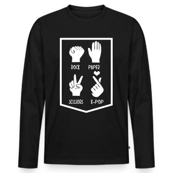 Kpop Coeur Musique pop coréenne K-Pop - T-shirt manches longues Premium bio Homme - noir - Devant - Nico (187cm)