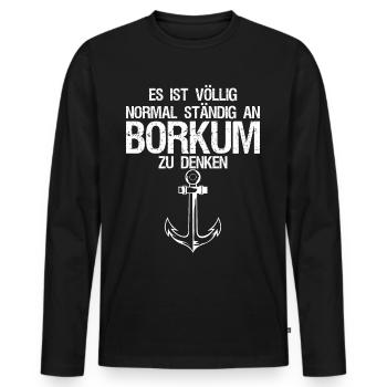 Borkum Urlaub Anker - Männer Premium Bio Langarmshirt - Schwarz - Vorne - Nico (187cm)