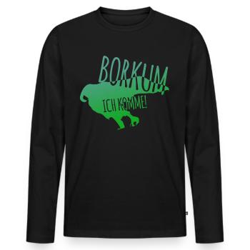 Borkum Urlaub - Männer Premium Bio Langarmshirt - Schwarz - Vorne - Nico (187cm)