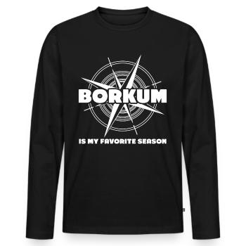 Borkum - Männer Premium Bio Langarmshirt - Schwarz - Vorne - Nico (187cm)