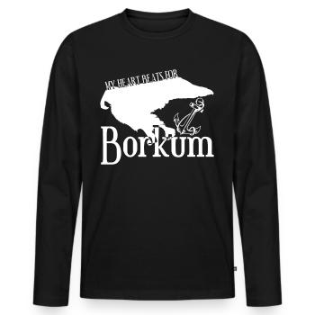 Borkum Karte - Männer Premium Bio Langarmshirt - Schwarz - Vorne - Nico (187cm)