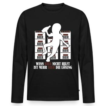 Mehr Bier Witz Bierbrauer Vatertag - Männer Premium Bio Langarmshirt - Schwarz - Vorne - Nico (187cm)