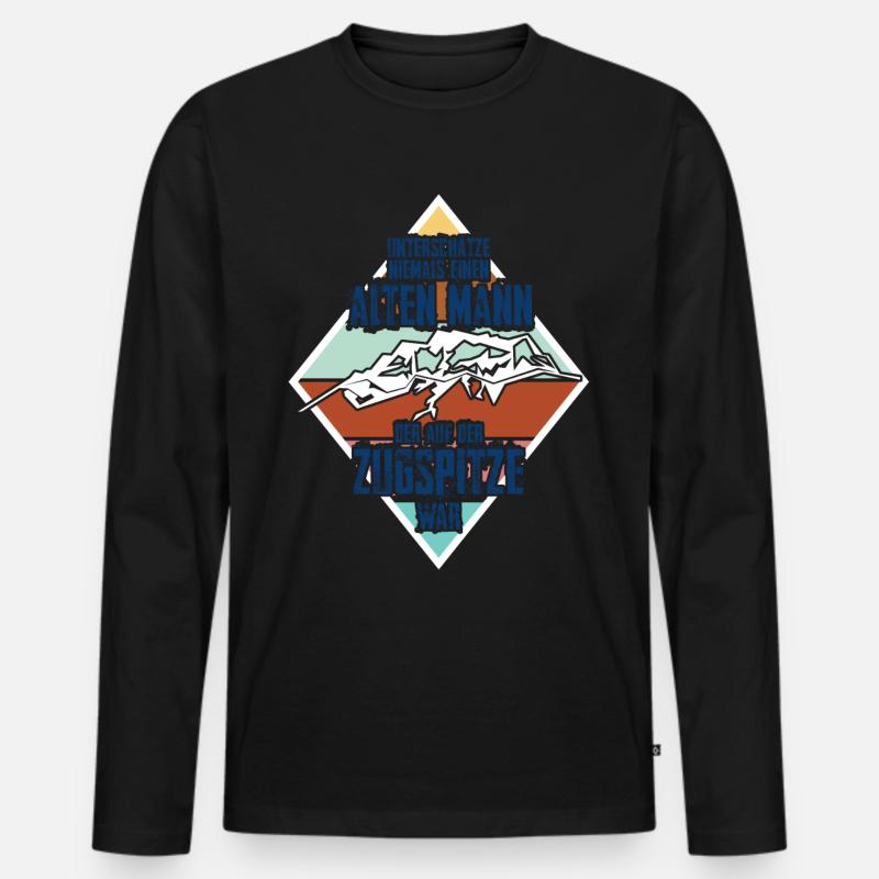 Zugspitze Berge - Männer Premium Bio Langarmshirt - Schwarz