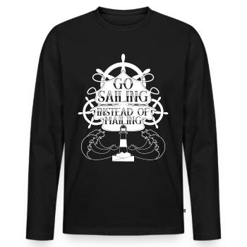 Sailing Sailboat - Men's Premium Organic Long Sleeve Shirt - black - Front - Nico (187cm)