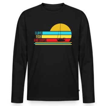 Pêche à voile et navires Capitaine Sailor - T-shirt manches longues Premium bio Homme - noir - Devant - Nico (187cm)