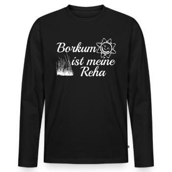 Borkum Nordsee Urlaub - Männer Premium Bio Langarmshirt - Schwarz - Vorne - Nico (187cm)