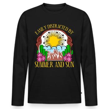 Summer and sun - Men's Premium Organic Long Sleeve Shirt - black - Front - Nico (187cm)